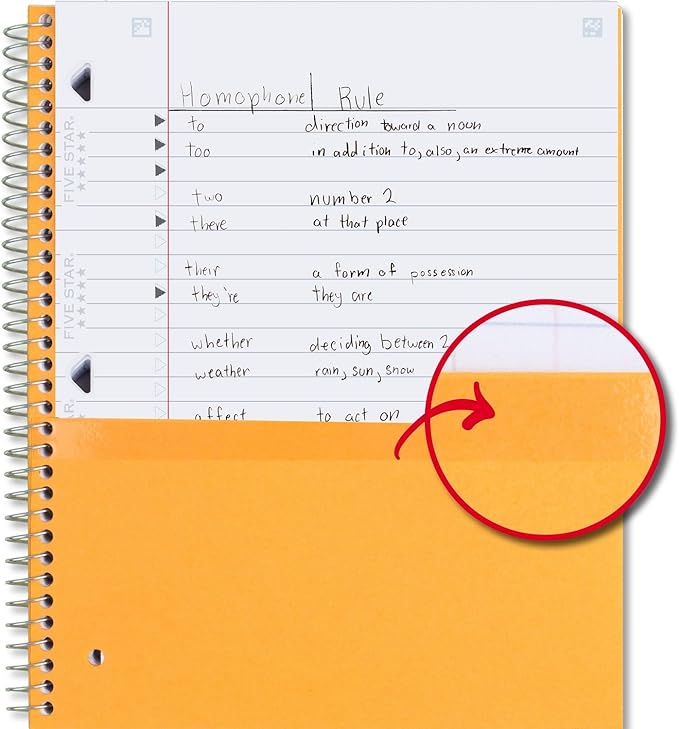 Five Star Spiral Notebook + Study App, 3 Subject, Wide Ruled Paper, 8" x 10-1/2", 150 Sheets, Fights Ink Bleed, Water Resistant Cover, Forest Green (73176) (Pack of 6)