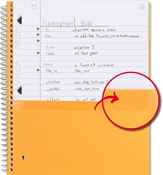 Five Star Spiral Notebook + Study App, 3 Subject, Wide Ruled Paper, 8" x 10-1/2", 150 Sheets, Black (73094) (Pack of 2)