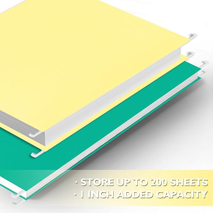 25 Packs Hanging File Folders,Lemon Yellow Hanging File Folders Letter Size,Hanging Folders with 1/5-cut Tabs,Hanging Folders for Filing Cabinets, File Organizer Folder for Office,School,Home