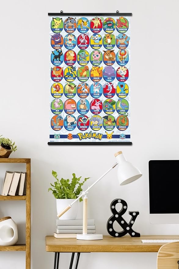 Pokémon: All-Time Favorites - Grid Wall Poster, 34L" x 22.4W", Poster & Clip Bundle