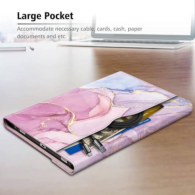 Fintie Case for Samsung Galaxy Tab S8/Tab S7 11 Inch (Model SM-X700/X706/T870/T875/T878) with Built-in S Pen Holder, Multiple Angle Portfolio Business Cover with Pocket Auto Sleep/Wake, Dreamy Marble