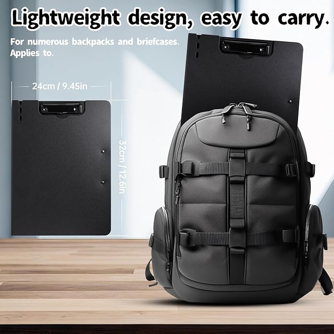 Clipboard Folder, 2 Pcs A4 Foldable Clipboard with Horizontal and Vertical Double Metal Clips, 360 Degree Foldable Binder Clipboards with Pen Holder, File Cover Work Folder Clipboards, Black