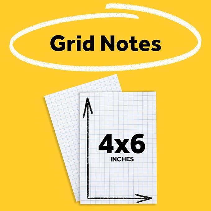 Post-it Super Sticky Notes, 4x6 in, 3 Pads, 2X The Sticking Power, White with Blue Grid Lines, Recyclable (660-SSGRID)