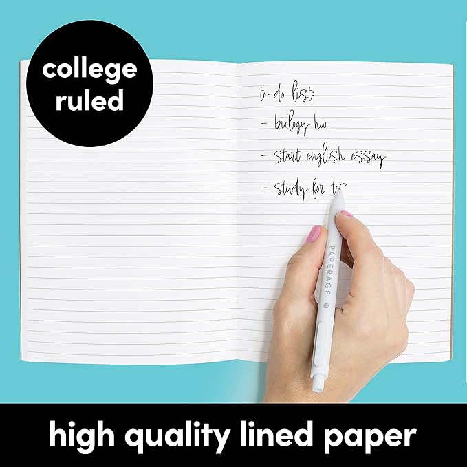 PAPERAGE 48-Pack Composition Notebook Journals, 120 Pages, Kraft Cover with Rainbow Spines, College Ruled Lined Paper, Small Size (8 in x 5.75 in) – for Home, Office or School Supplies