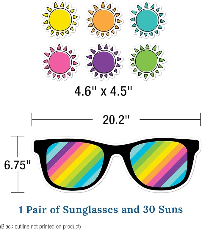 Carson Dellosa Kind Vibes Bulletin Board Set—This is One Bright Bunch Motivational Header with Sunglasses and Sun Cutouts, Bulletin Board Decor (39 pc)