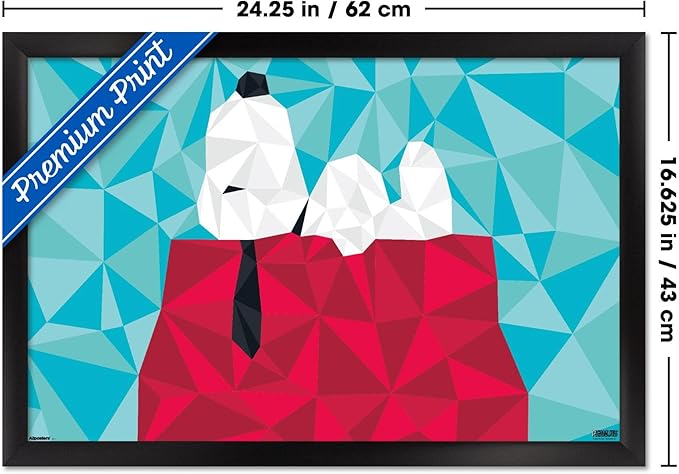 Peanuts: Astronomy-Geometry - Snoopy Wall Poster, 22.4L" x 14.7W", Black Framed Version