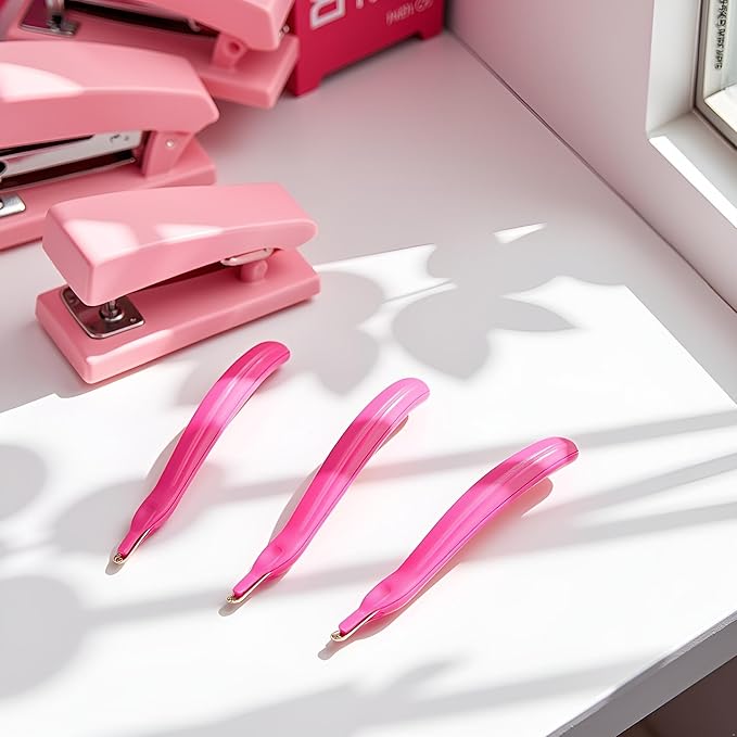 2 Pcs Pink Portable Staple Remover, Staple Puller Tool Magnetic Head Staple Removal Tool Handheld Staple Puller, Pen Type Staple Remover Binding Supplies School Office Home