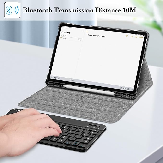 FINTIE Keyboard Case for Samsung Galaxy Tab S10 Lite/ S10 FE/ S9 FE 5G 10.9 Inch/Tab S9 11 Inch with S Pen Holder, Slim Stand Cover Detachable Wireless Bluetooth Keyboard, Composition Book