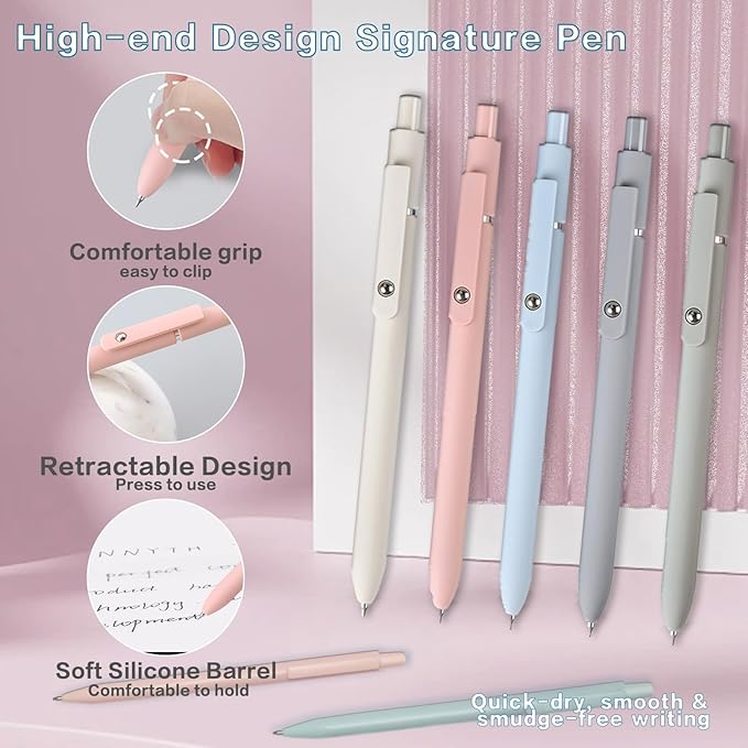 41 PCS Aesthetic School Supplies with Cute Pen Case, 5 Black Ink Gel Pens, 12 Pastel Highlighters, 6 Mechanical Pencils Set 0.5 & 0.7 mm for School Supplies Essentials (Pink)