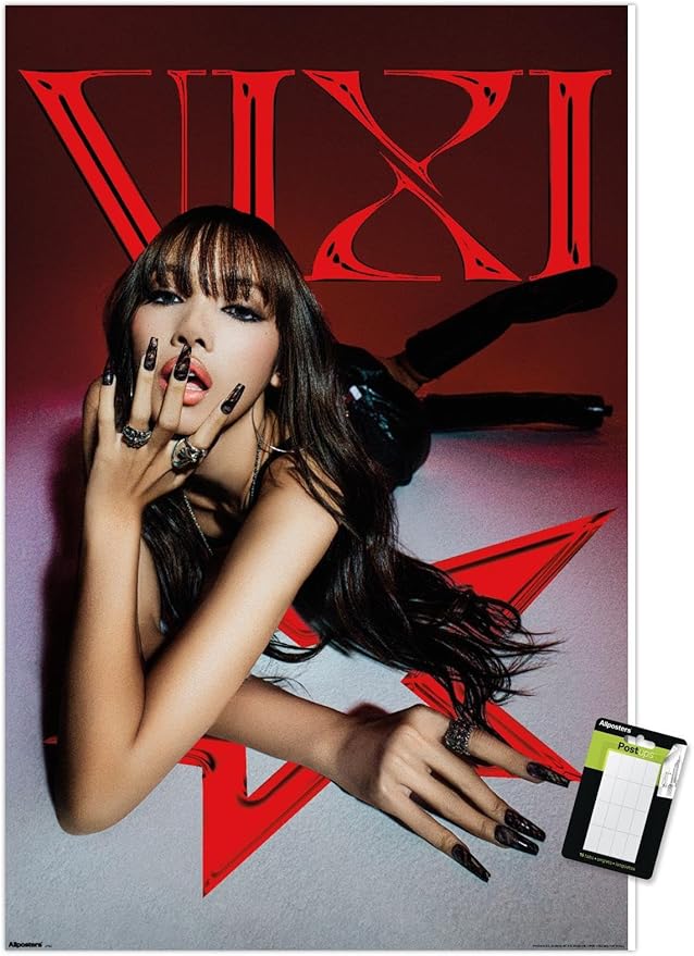 LISA - VIXI Red Star Wall Poster, 22.4L" x 14.7W", Premium Poster & Mount Bundle