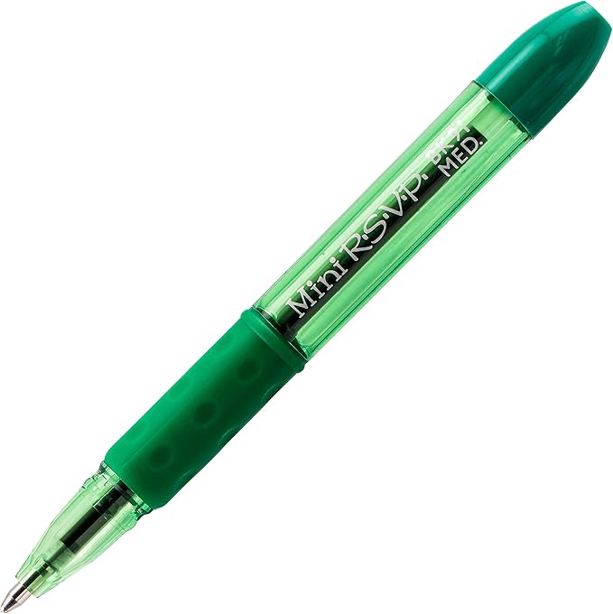 Pentel RSVP Mini Ballpoint Pen, (1.0mm) Medium Line, Green Ink, 12 pack (BK91MND-D)