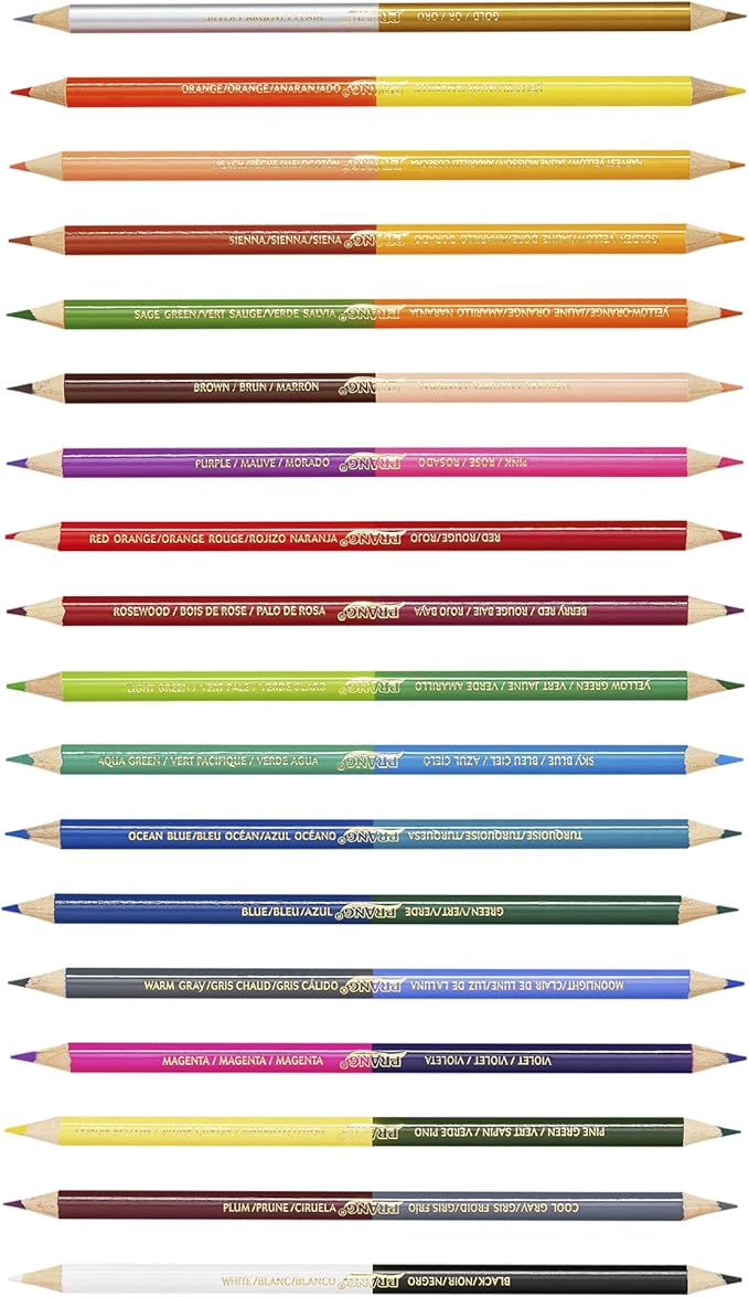 Prang Duo-Color Colored Pencil Sets, 3 Mm, 2b (#1), Assorted Lead/barrel Colors, 18/pack