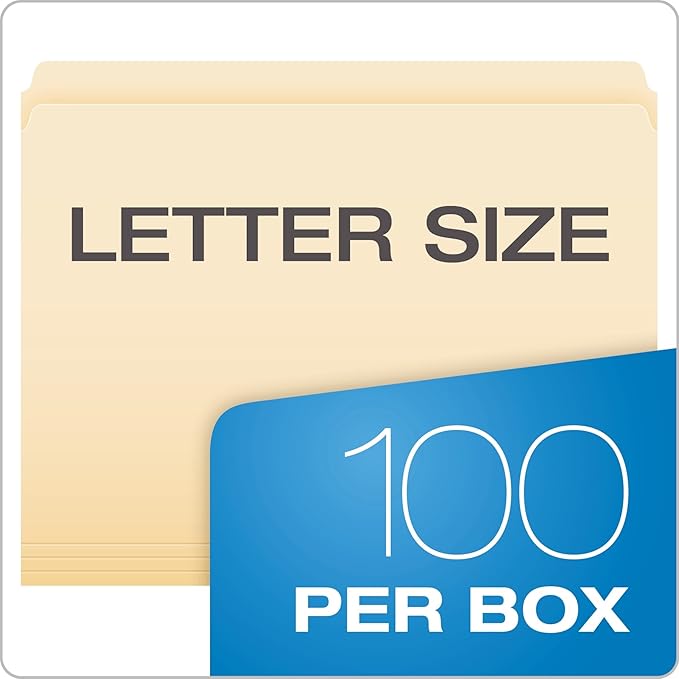 Pendaflex 752 File Folders,Straight Cut,Top Tab,Letter,Manila (Box of 100),Natural,(Pack of 5)