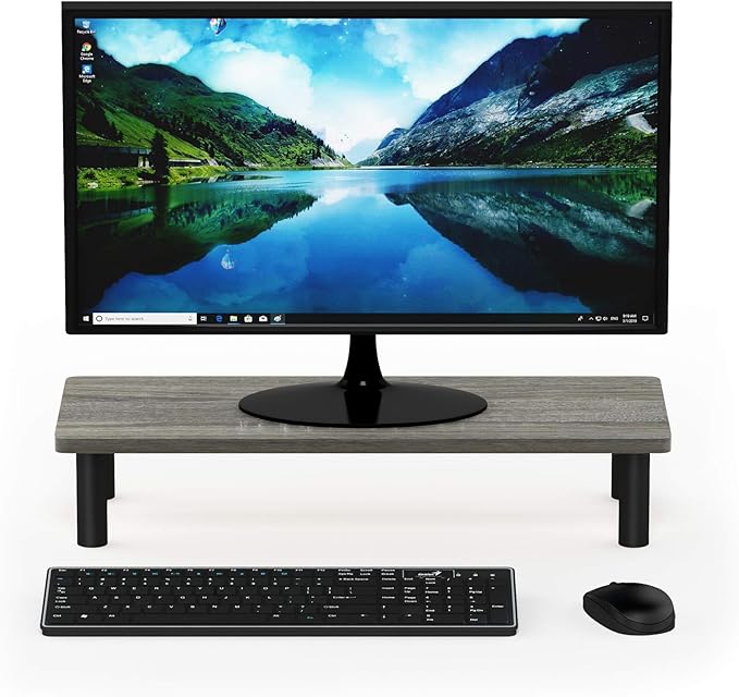 Furinno Turn-N-Tube Monitor Riser Stand, French Oak Grey/Black