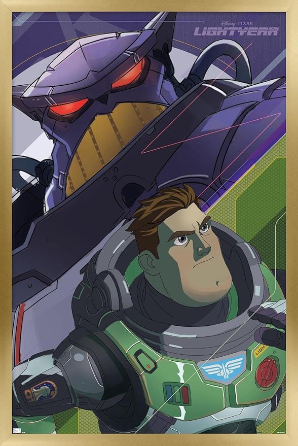 Trends International Disney Pixar Lightyear - Buzz and Zurg Wall Poster, 22.375" x 34", Gold Framed Version