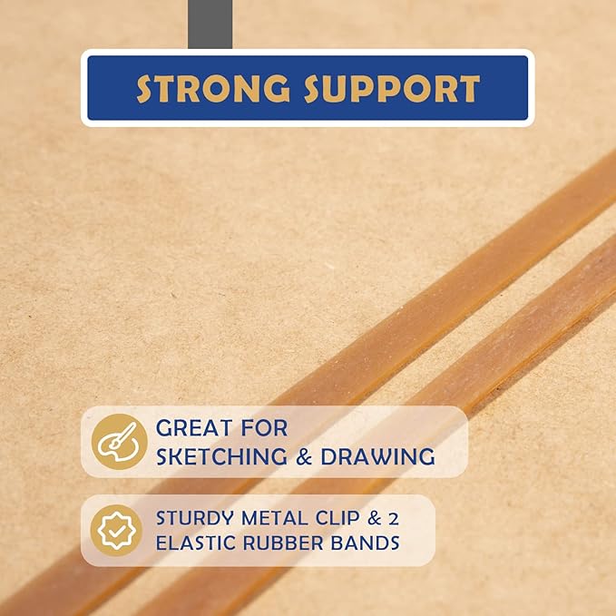 Falling in Art 18x18 Sketch Board, Drawing Tote Board for Artists with Sturdy Clip and Rubber Bands, Portable Art Clipboard for Classroom and Studio Drawing