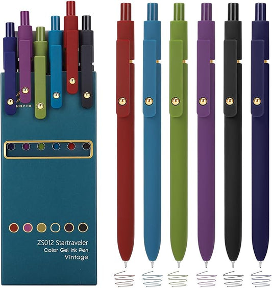 Ddaowanx Colorful Gel Pens, 0.5mm Fine Point Retractable, Cute Pens with Colored Writing and Sketching,Gifts for Nurse (24Pcs-Vintage Colors)