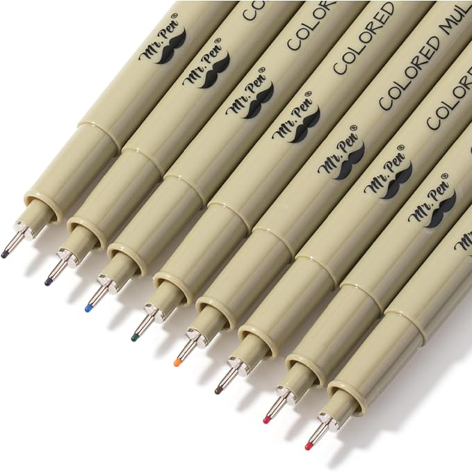 Mr. Pen - 0.5mm 8 Pack Colorful Fine Point Pens for Drawing, Sketching & Bible Journaling