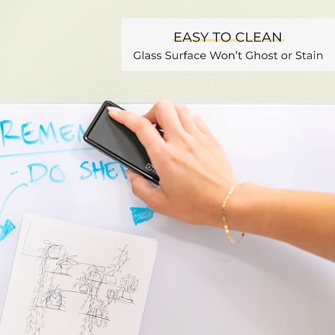 ECR4Kids MessageStor Magnetic Dry-Erase Glass Board with Magnets, 17.5in x 17.5in, Wall-Mounted Whiteboard, Assorted Calendar, 2-Pack