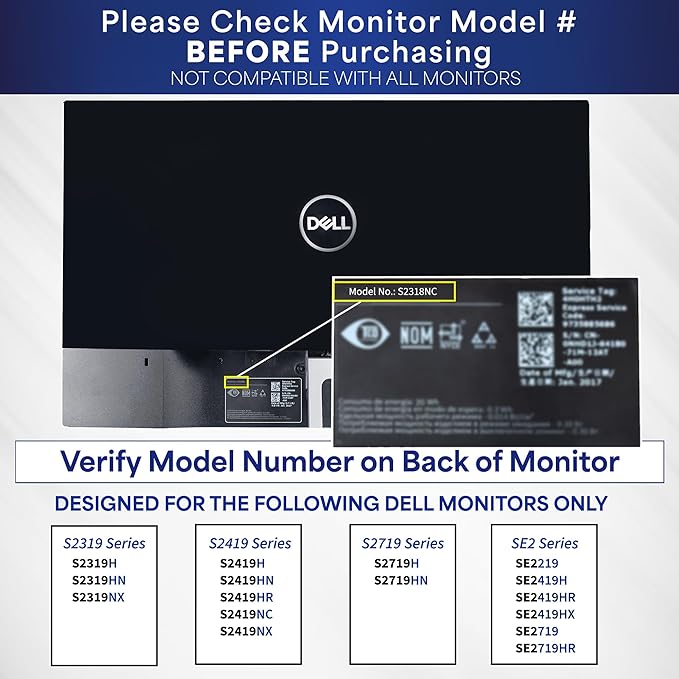 VIVO Quick Attach VESA Adapter Plate Bracket Designed for Dell Monitors S2218, S2318, S2319, S2418, S2419H, S2718, S2719, SE2419H, and More (MOUNT-DLS024)