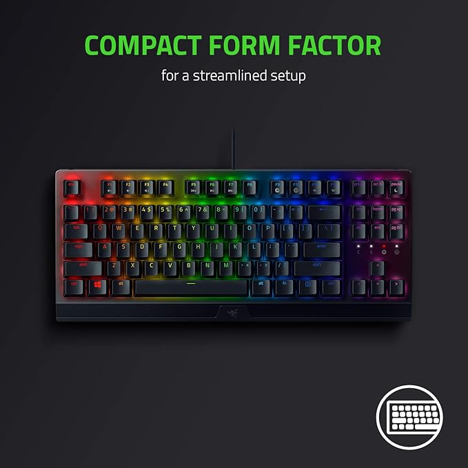 Razer BlackWidow V3 TKL Mechanical Gaming Keyboard: Yellow Mechanical Switches Linear & Silent - Chroma RGB - Compact Form Factor - Programmable Macros Snap Tap