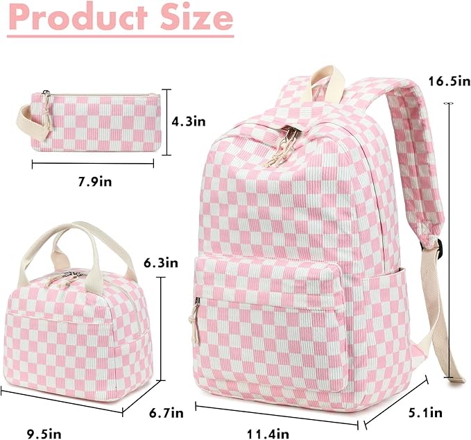 Bluboon School Backpack Set Girls Womens Laptop Bookbag Casual Daypack Fits 15 inch Laptop with Lunch Tote Bag and Pencil Bag