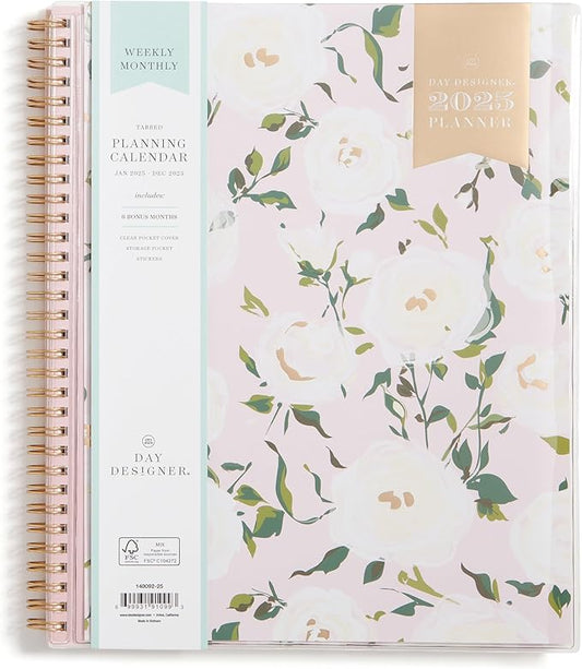 Blue Sky Planning Calendar, Day Designer Coming Up Roses, Weekly/Mnthly Layout, Safety Wirebound (Coming Up Roses- 2025, 8.5" x 11")