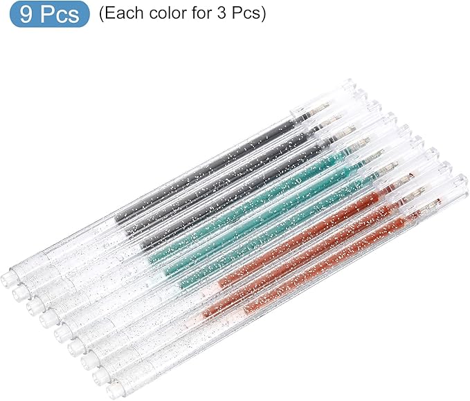 PATIKIL Glitter Gel Pens, 9 Pack Dual Metallic Ink Sparkle Pens 1mm Liquid Glitter Iridescent Gel Pen for Coloring Books, Green Brown Black