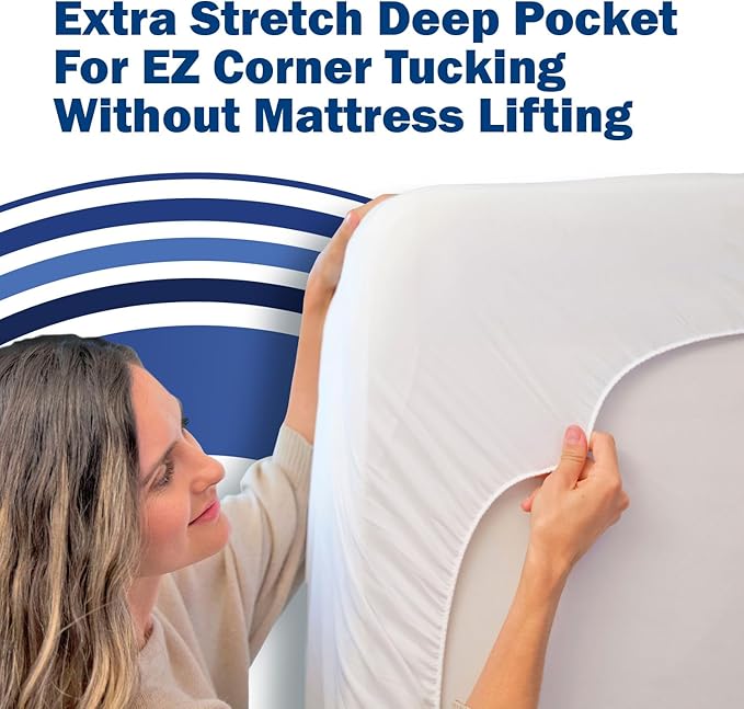 CleanRest Waterproof Mattress Fitted Sheet Protector, Ultimate Defense Against Spills and Wear, MicronOne Allergen Barrier, Breathable, Chemical-Free, Fits Mattress Depths 12" to 21" (Twin XL)