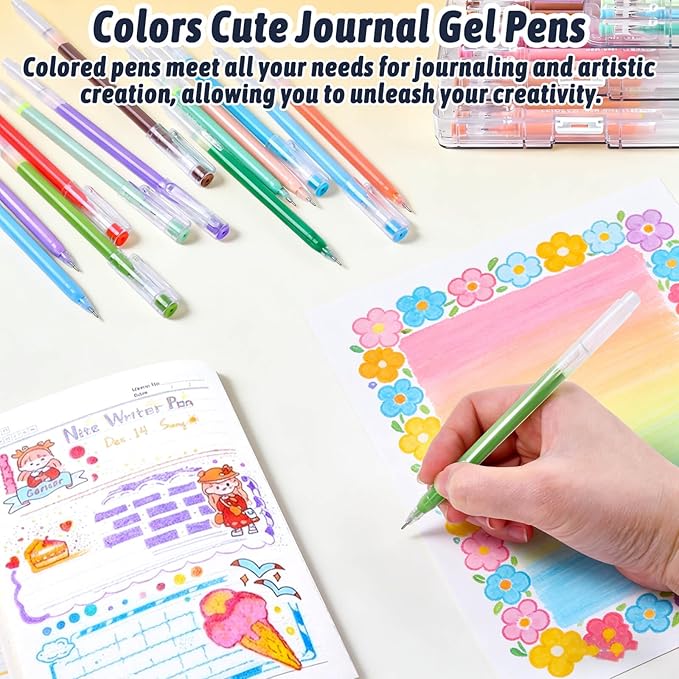 Colored Gel Pens for Coloring, 99 Colors 0.6mm Fine Point Gel Pens Colored Set for Adult Coloring Books, Journal Pen Markers for Journaling Supplies, Writing Drawing Note Taking School Office Home