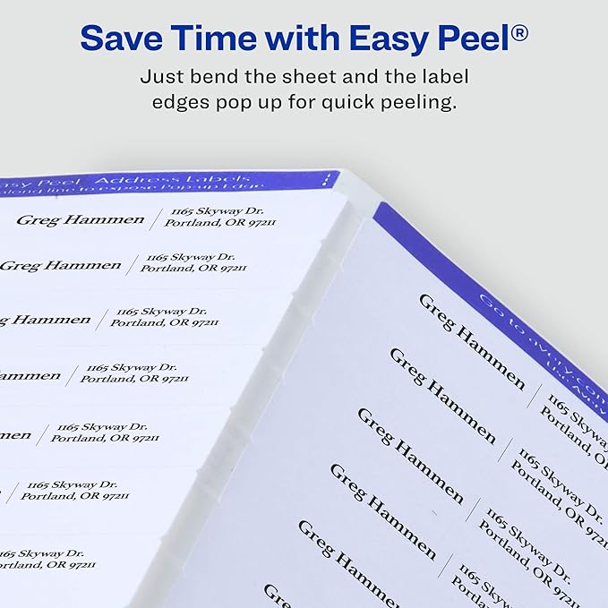 Avery Printable Easy Peel Address Labels, 1-1/3" x 4", Sure Feed, White, 2 Pack, 700 Labels Total (5642)