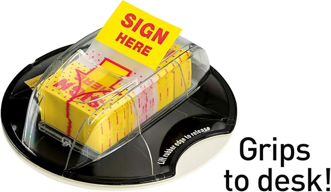 Post-it Flags, Sign Here, 200/High Volume Desk Grip Dispenser, 1 in Wide, Yellow (680-HVSH)