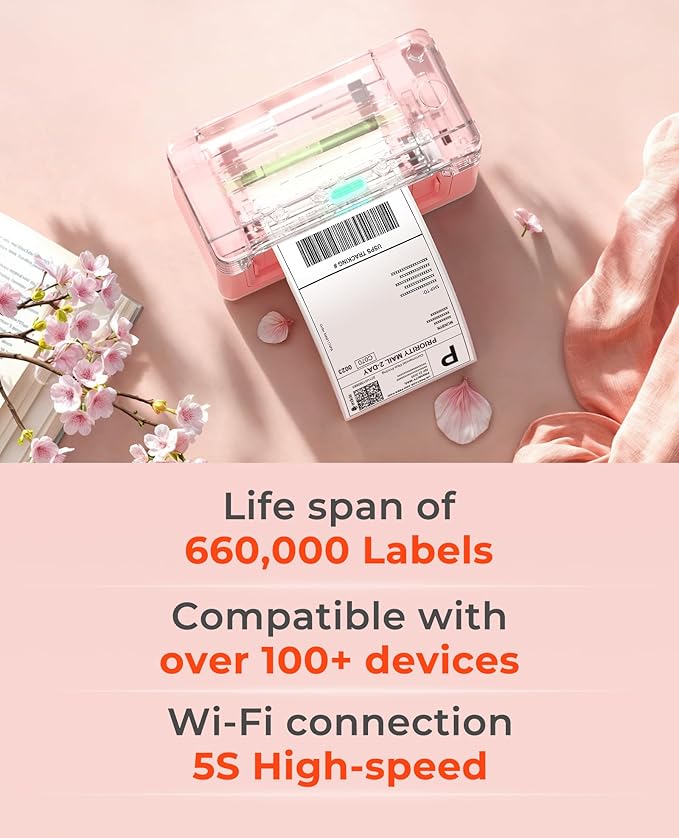 MUNBYN Wireless Thermal Printer, Wi-Fi Shipping Label Printer Compatible with AirPrint iPhone iPad macOS Android Windows Chromebook Etsy Ebay USPS for Small Business Home Use