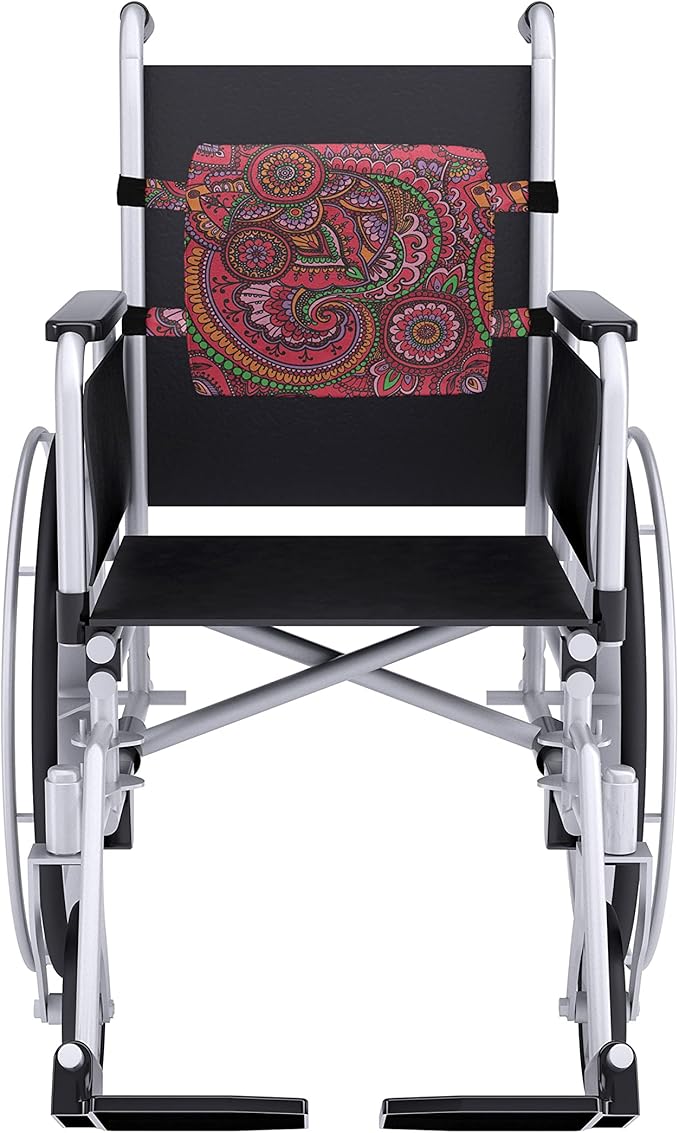 Ambesonne East Lumbar Back Support Pillow, Pattern Based on Traditional Vintage Twists Lines Spirals, High Density Foam for Office Chairs Car Seats, 14" x 13", Dark Coral Orange Green