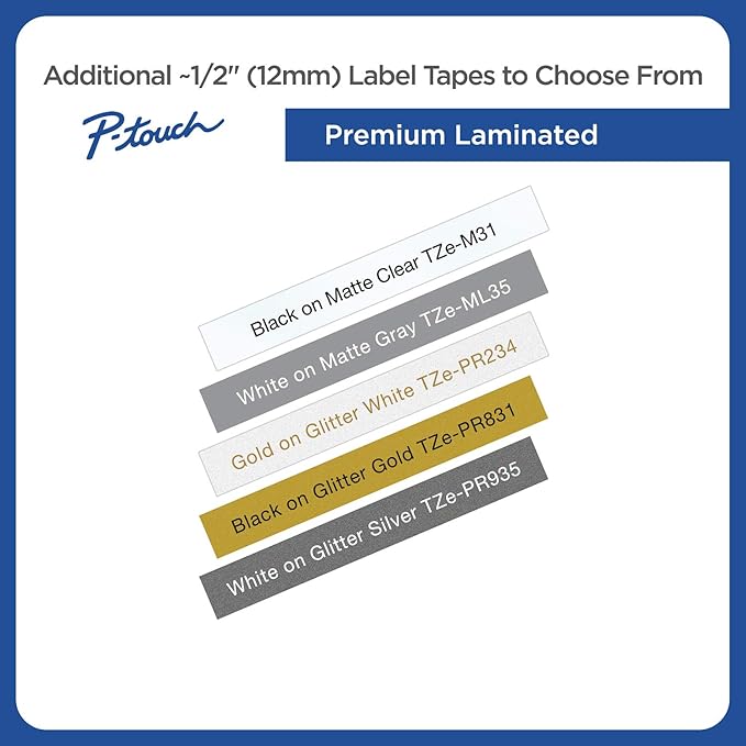 Brother Genuine P-touch TZE-MQG35 Tape, 1/2" (0.47") Wide Standard Laminated Tape, Black on Clear, Laminated for Indoor or Outdoor Use, Water-Resistant, 0.47" x 26.2' (12mm x 5M), TZeAF131