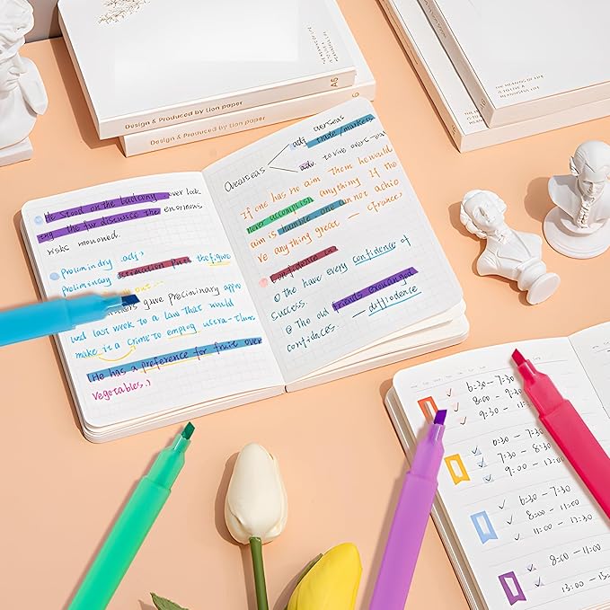 YOOUSOO Highlighters Assorted Colors, 8 Pcs Bible Highlighters, Aesthetic Cute Pastel Highlighter Set, Bible Highlighter and Pens No Bleed, Chisel Tip, Candy Colors, No Bleed Bibles Assorted Colors