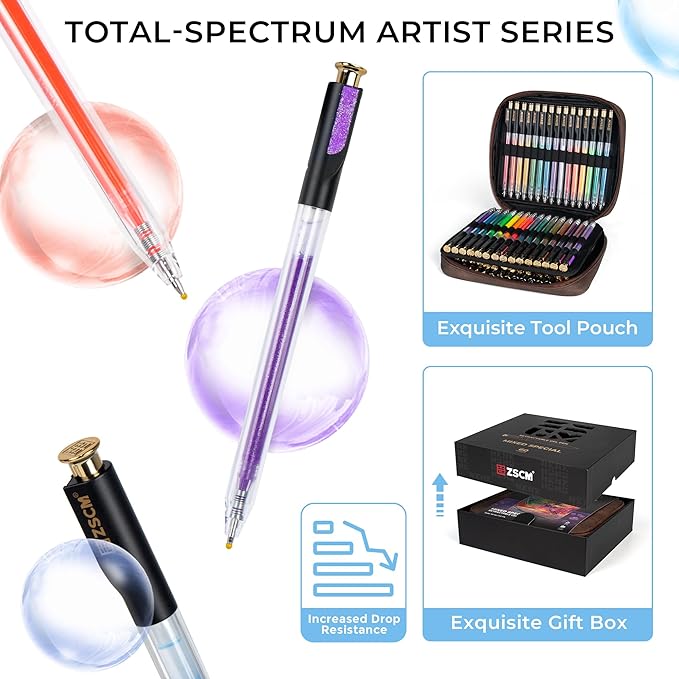 Retractable Gel Pen For Adult Coloring, 60 Colors Large Capacity Multicolor Gel Ink Pens, 1 mm Fine Point Smooth Writing Color Pen for Adult Coloring Book Note Taking Aesthetic Art Supplies