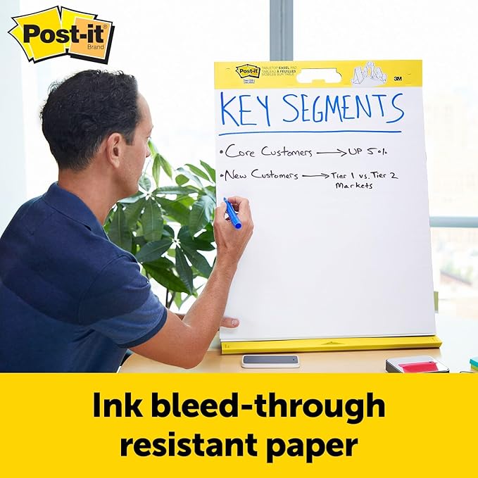 Post-it Super Sticky Portable Tabletop Easel Pad w/Dry Erase Panel, Great for Virtual Teachers and Students, 20x23 Inches, 20 Sheets/Pad, 2 Pads, Built-in Stand (563DE VAD 2PK), White