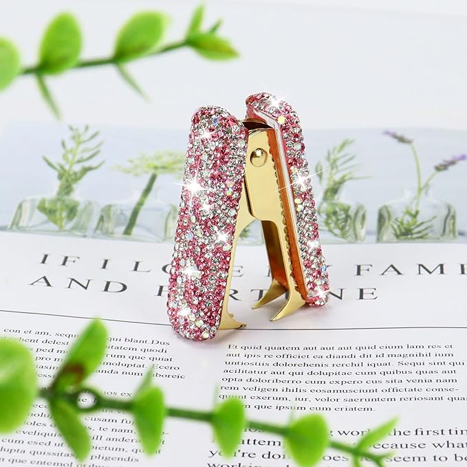 Multibey Arylic Staples Remover, Rhinestone Handmade Crystal Staple Removal Tool Staple Puller Metal Jaws Stationery, Dazzling Bling Office Desk Accessory for Office School and Home (Pink)