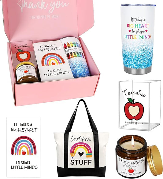 Teacher Appreciation Gifts with 20 OZ Wine Tumbler,Unique Birthday Gift Set,Thank You Teacher Gifts for Women Men,Christmas Teachers Gift for Women