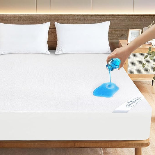 California King Mattress Protector 100% Waterproof & Noiseless & Soft & Skin-Friendly Terry Surface Perfectly Fitted up to 18'' Depth Cal King Mattress Cover Protector