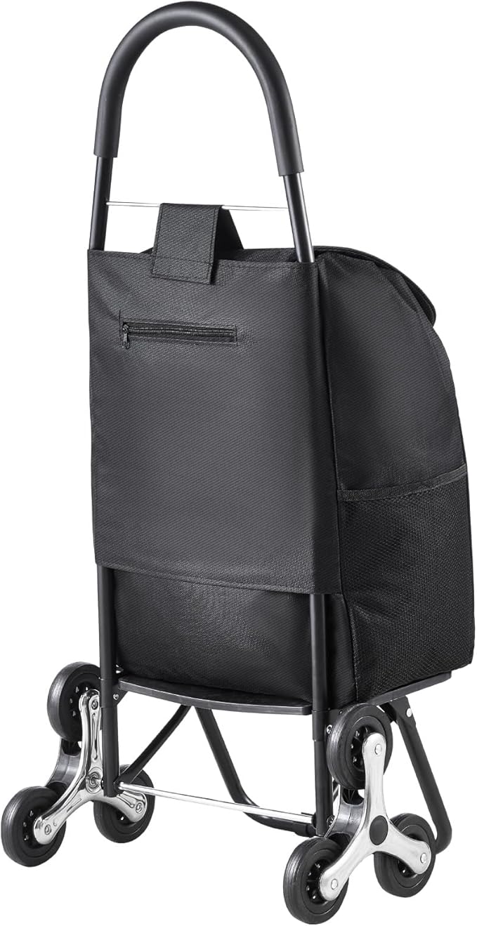 VEVOR Stair Climber Cart, 36L Capacity, Grocery Cart Laundry Stair Climbing Handcart with 6 Wheels & Oxford Cloth Bag, Foldable Stair Climber Hand Truck for Grocery Laundry, Black