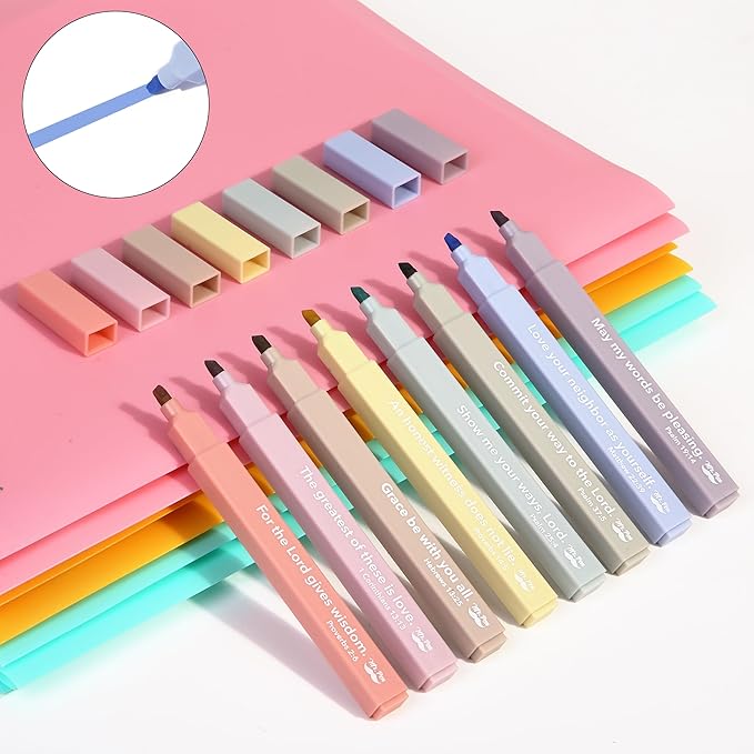 Mr. Pen- Bible Highlighters with Bible Verses, 8 Pack, Assorted Colors, Aesthetic Highlighters, Markers No Bleed Through
