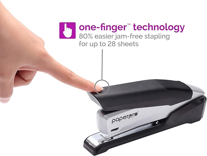 PaperPro - 1115 - inPOWER+ 28 Premium Stapler with Built-in Staple Remover, 28 Sheets, Full-Strip, Black/Silver