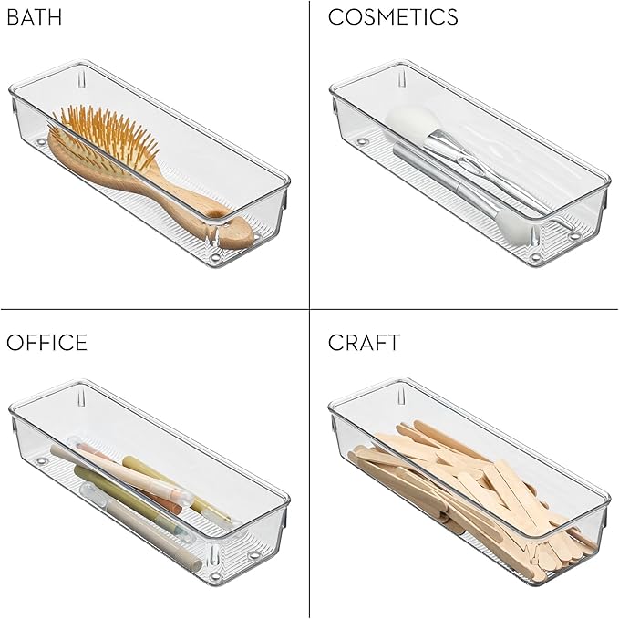 iDesign Linus BPA-Free Plastic Drawer Organizer - 3.25" x 9.75" x 2.25", Clear