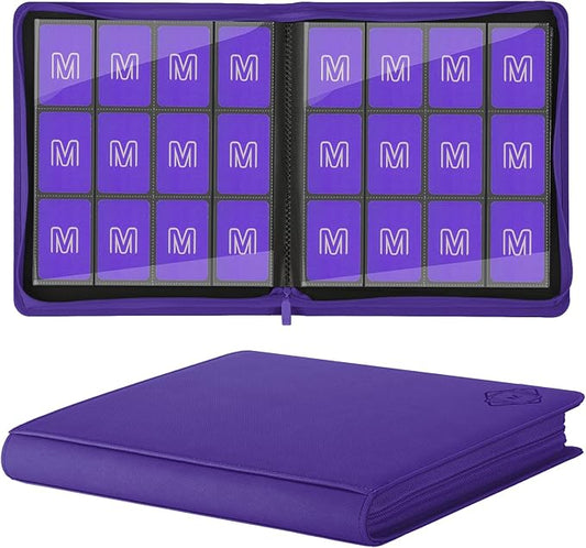 Premium Card Binder 12 Pocket for 720 Pockets Trading Card Binder, PU Zipper Card Collection Album, Sturdy Side-Loading Card Book Holder for MTG, TCG, Game Cards, Sports Cards