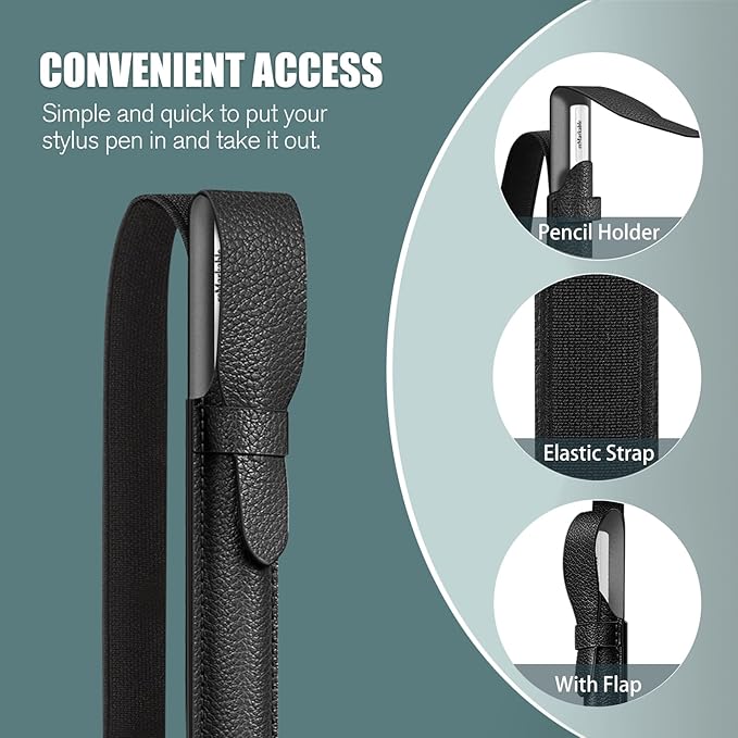 Fintie Pencil Holder Compatible with Remarkable 2, Stylus Pouch PU Leather Pen Sleeve Portable Elastic Pencil Case Cover for Remarkable 2/BOOX/Scribe Stylus Pen