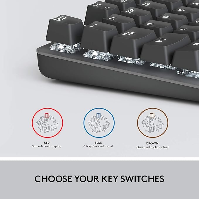 Logitech K845 Mechanical Illuminated Keyboard, Mechanical Switches, Strong Adjustable Tilt Legs, Full Size, Aluminum Top Case, 104 Keys, USB Corded, Windows (TTC Brown Switches)