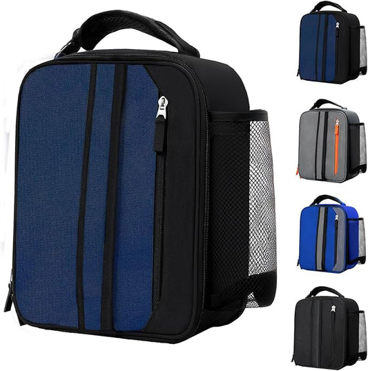 Lunch Box Insulated Lunch bag for Men Teen Kids Boys Adult Portable Stylish Small Lunchbox Special Design for Working Office school Picnic (Navy Blue)