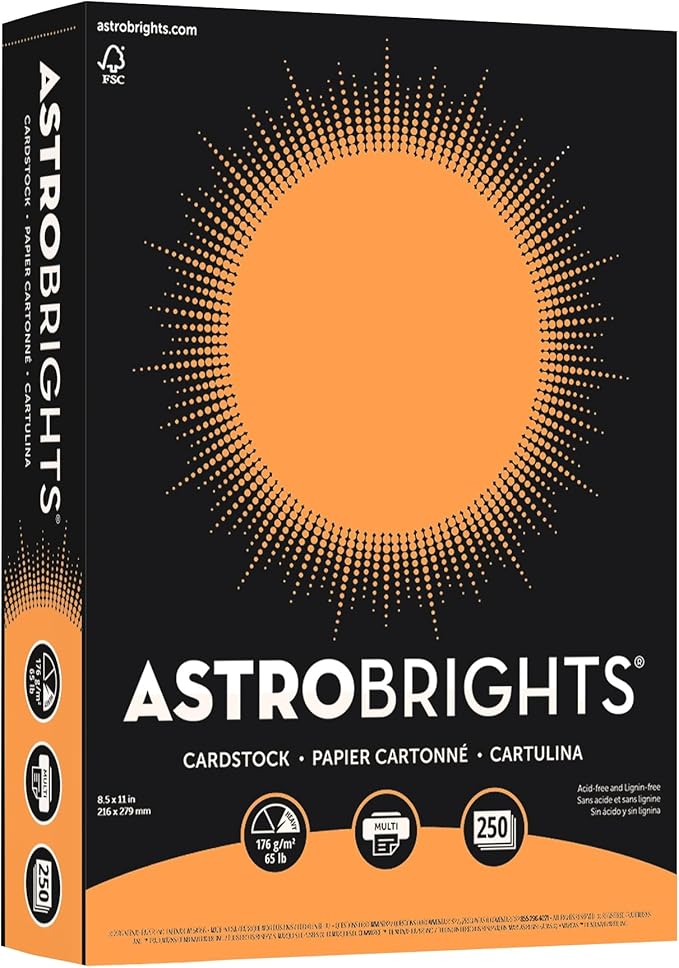 Astrobrights® Color Card Stock, 8 1/2" x 11", FSC® Certified, 65 Lb, Cosmic Orange, Pack Of 250
